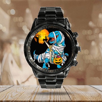Discover Dinosaur Pet Mummy Dinosaur T rexs Pumpkin Red Moon Halloween Tree 8 Baseball Tees Calendar Steel Band Watch