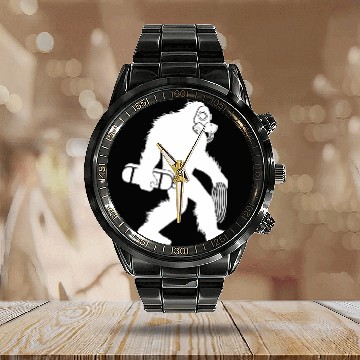 Discover bigfoots Pest Control Cryptid Exterminator Sasquatch Calendar Steel Band Watch