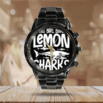 Discover Shark Pet Lemon Shark Animal Tooth Funny Ocean 1 Calendar Steel Band Watch