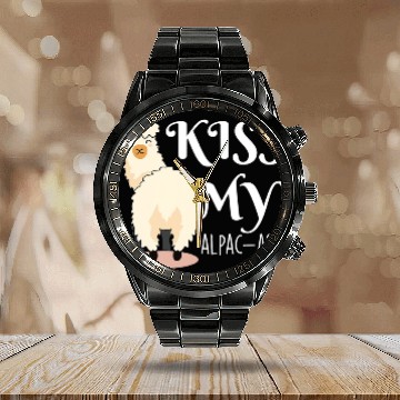 Discover Llama Pet Funny kisss My Alpacass Calendar Steel Band Watch