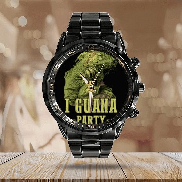 Discover Iguana Pet hunter Party for boys Iguanas Iguana Lizard men Baseball Tees Calendar Steel Band Watch