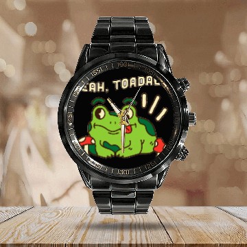Discover Frog Pet Cottagecore Aesthetic Toad Toadally Zip Calendar Steel Band Watch