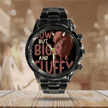 Discover Cow Pet But Big And Fluffy Buffalo Bison Lover Calendar Steel Band Watch