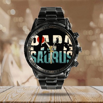 Discover Dinosaur Pet Papasaurus rexs Dad Papa Dinosaur TRex Papa Saurus 8 Calendar Steel Band Watch