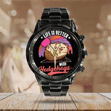 Discover Hedgehog Pet Life is better with Hedgehogs Calendar Steel Band Watch