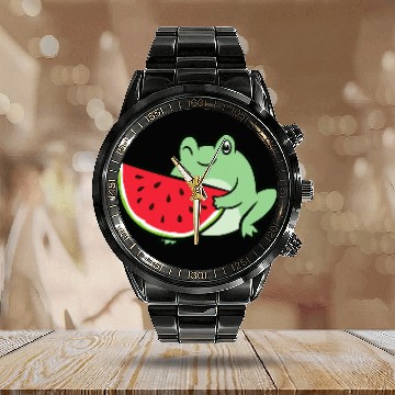 Discover Frog Pet Watermelon Summer Watermelon Frog Calendar Steel Band Watch