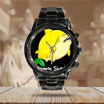 Discover Shark Pet Lemon Shark Yellow Animal Pun Megalemon Baseball Tees Calendar Steel Band Watch