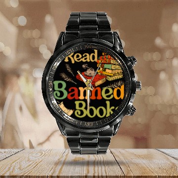 Discover Book Fun I Read Banned Books Week Librarian Freadom Reader Nerd Book Calendar Steel Band Watch