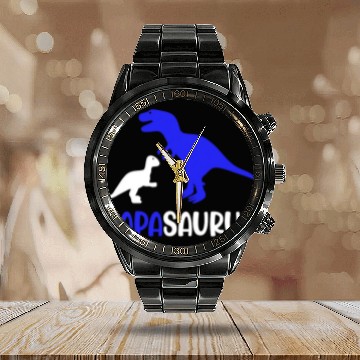 Discover Dinosaur Pet Papasaurus Dad Papa Saurus Dinosaur Trex Fathers Day Idea Calendar Steel Band Watch