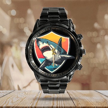 Discover Shark Pet Vintage Retro Shark Design Biologist Calendar Steel Band Watch