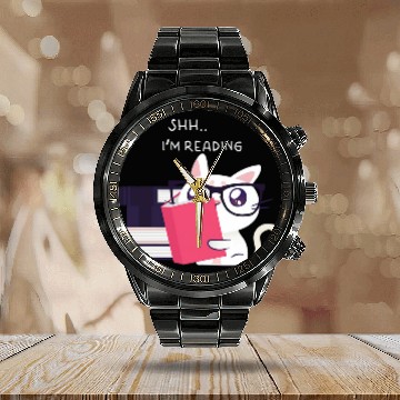 Discover Book Fun Reading Cat Library Book Club Cats Lover Baseball Tees Calendar Steel Band Watch