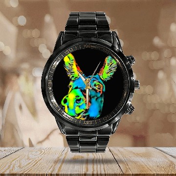 Discover Donkey Pet Face Pop Art Calendar Steel Band Watch