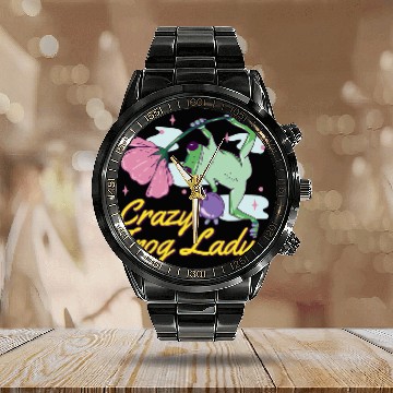 Discover Frog Pet crazys Frog Lady Frog Lily Pads Calendar Steel Band Watch