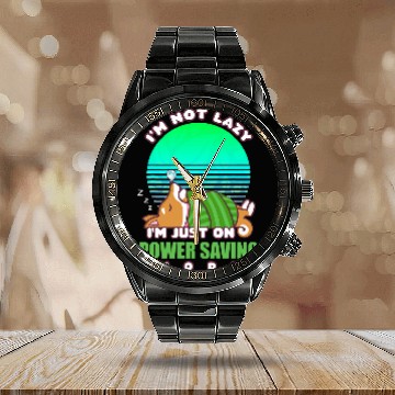 Discover Shiba Inu Pet Im Not Lazy Im Just On Power Saving Mode Sleeping Calendar Steel Band Watch