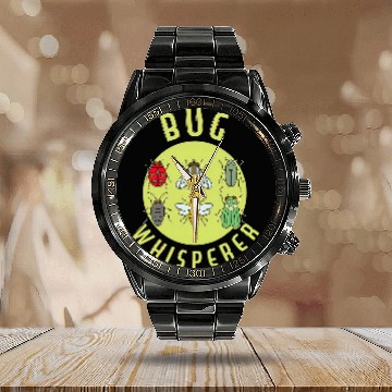 Discover Entomologist Top Bug Whisperer Science Study Calendar Steel Band Watch