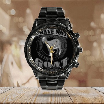 Discover Goats Pet Have MGS Multiple Goats Syndromes Funny Calendar Steel Band Watch