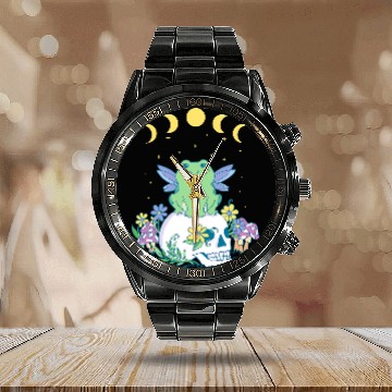 Discover Frog Pet Cute Fairycore Aesthetic Dark Academia Moon Cottagecore Baseball Tees Calendar Steel Band Watch