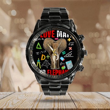 Discover Elephant Mammal I Love Math And Elephants Funny Math Lover Elephant Zoo Baseball Tees Calendar Steel Band Watch