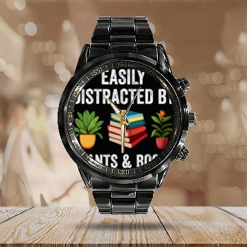 Discover Book Fun Easily Distracted By Plants Books Funny Plant Book Lover Baseball Tees Calendar Steel Band Watch