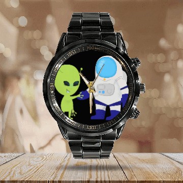Discover Aliens UFO Planets Alien Solar System Space Lovers Calendar Steel Band Watch