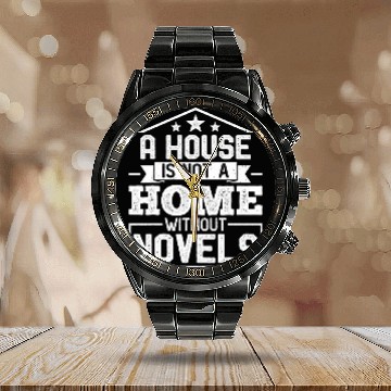 Discover Book Fun A House Not a homes Without Novels Writer Author Zip Calendar Steel Band Watch