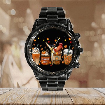 Discover Chicken Pet Fall Coffee Pumpkin Spice Latte Iced Autumn Chicken Baseball Tees Calendar Steel Band Watch