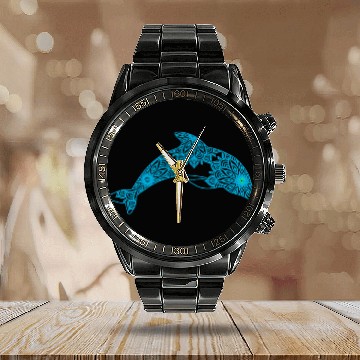 Discover Dolphin Pet Gift Mandala Dolphin Animal Sea Design Calendar Steel Band Watch