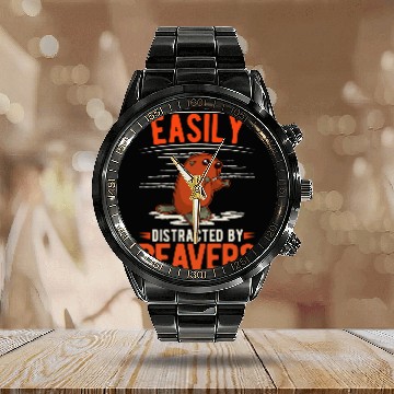 Discover Beaver Pet Easily distracted by Beavers 10 Calendar Steel Band Watch