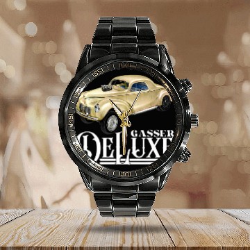 Discover Gasser Hot Rod 1940 Willys Business Coupe Deluxe Model Baseball Tees Calendar Steel Band Watch