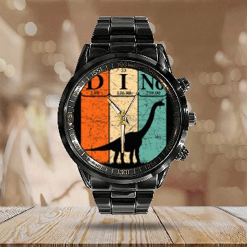 Discover Dinosaur Pet Periodic Table Elements Brontosaurus Paleontologist Calendar Steel Band Watch