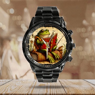 Discover Book Fun Frog Toad Fishing vintages Classic Book Frog Reading Book Baseball Tees Calendar Steel Band Watch