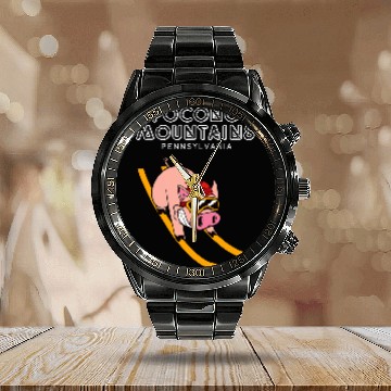 Discover Pig Pet Pocono Mountains Pennsylvania Funny Pig Ski Baseball Tees Calendar Steel Band Watch