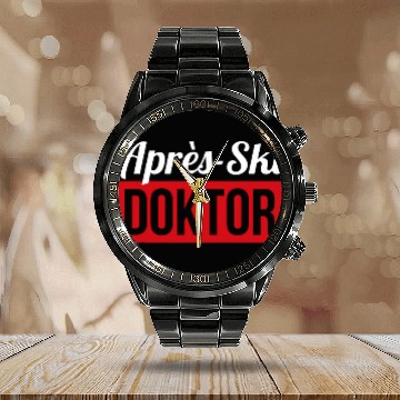 Discover Apres Ski Doctor Funny Ski Huts Party Skiing Zip Calendar Steel Band Watch