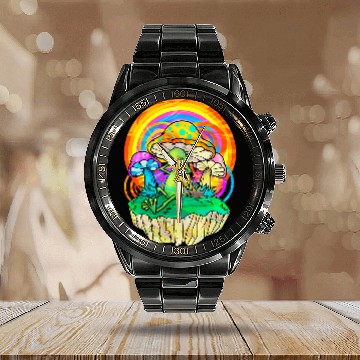 Discover Aliens UFO psychedelics Alien Hippie Fungi Mushroom Baseball Tees Calendar Steel Band Watch