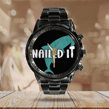 Discover Shark Pet Nailed It Hammerhead Shark 2 Baseball Tees Calendar Steel Band Watch