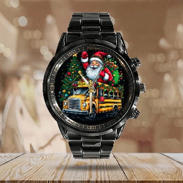 Discover Christmas Tree School Bus Driver Costume Adults And Kids Baseball Tees Calendar Steel Band Watch