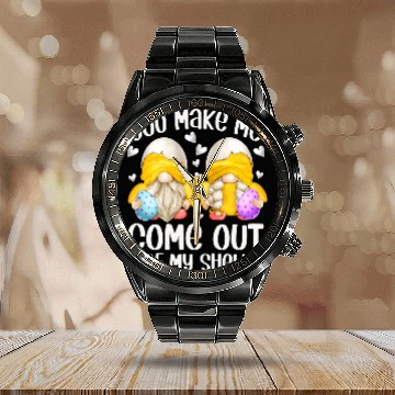 Discover Chicken Pet Funny Gnome Easter Egg Motif For Women Cute Easter Calendar Steel Band Watch