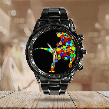 Discover Dinosaur Pet Polka Dot Pattern Happy Dot Day Lover Calendar Steel Band Watch