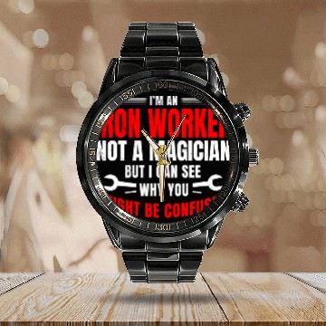 Discover Welder Job Ironworker Contractor Tradesman Rodbuster Welder Mason Calendar Steel Band Watch