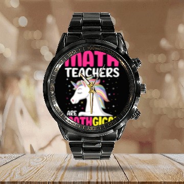 Discover Unicorn Pet Math Teachers Are Magical Unicorn Funny Math Teacher Lovers Baseball Tees Calendar Steel Band Watch