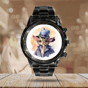 Discover Bat With A Detective Hat  Bat Wearing Detective Hat Mystery Calendar Steel Band Watch