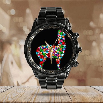 Discover Llama Pet Funny Rainbow Polka Dot Llama International Dot Day Calendar Steel Band Watch