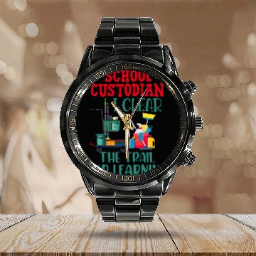 Discover School Custodian Appreciation Janitor Gift Clear Trail Calendar Steel Band Watch