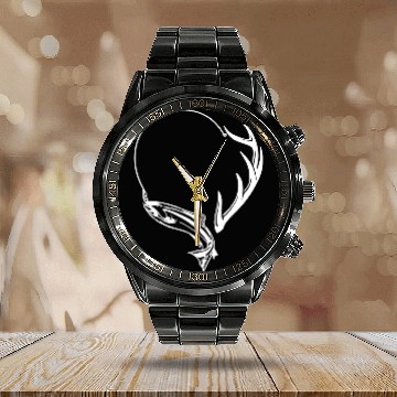 Discover Fishing Fun Shed Hunter Antler Elk Deer hunting 10 Calendar Steel Band Watch
