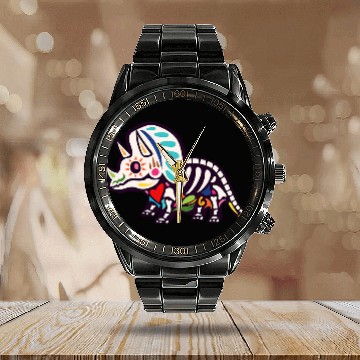 Discover Dinosaur Pet Triceratops Calendar Steel Band Watch