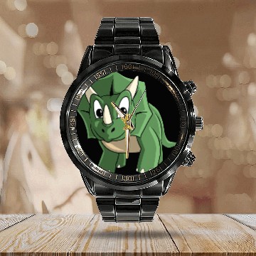 Discover Dinosaur Pet Triceratops Cartoon Baseball Tees Calendar Steel Band Watch