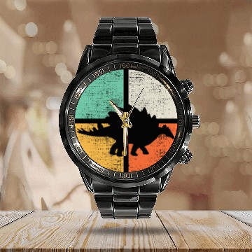 Discover Dinosaur Pet Stegosaurus 2 Calendar Steel Band Watch