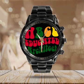 Discover Architect Job HBCU Educated Architect Black college Alumni Apparel Retro Calendar Steel Band Watch