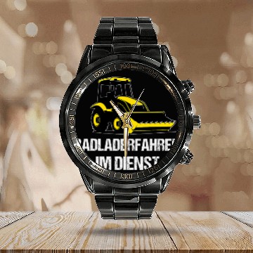 Discover Bulldozer Fun Wheel Loader Construction Site Construction Worker Road Builder Calendar Steel Band Watch