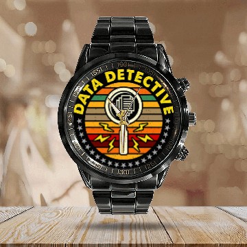 Discover Data Detective Computer Science Programming Data Analyst Calendar Steel Band Watch